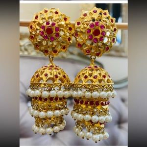 Pakistani Jhumka Style Chandelier Earrings NWOT